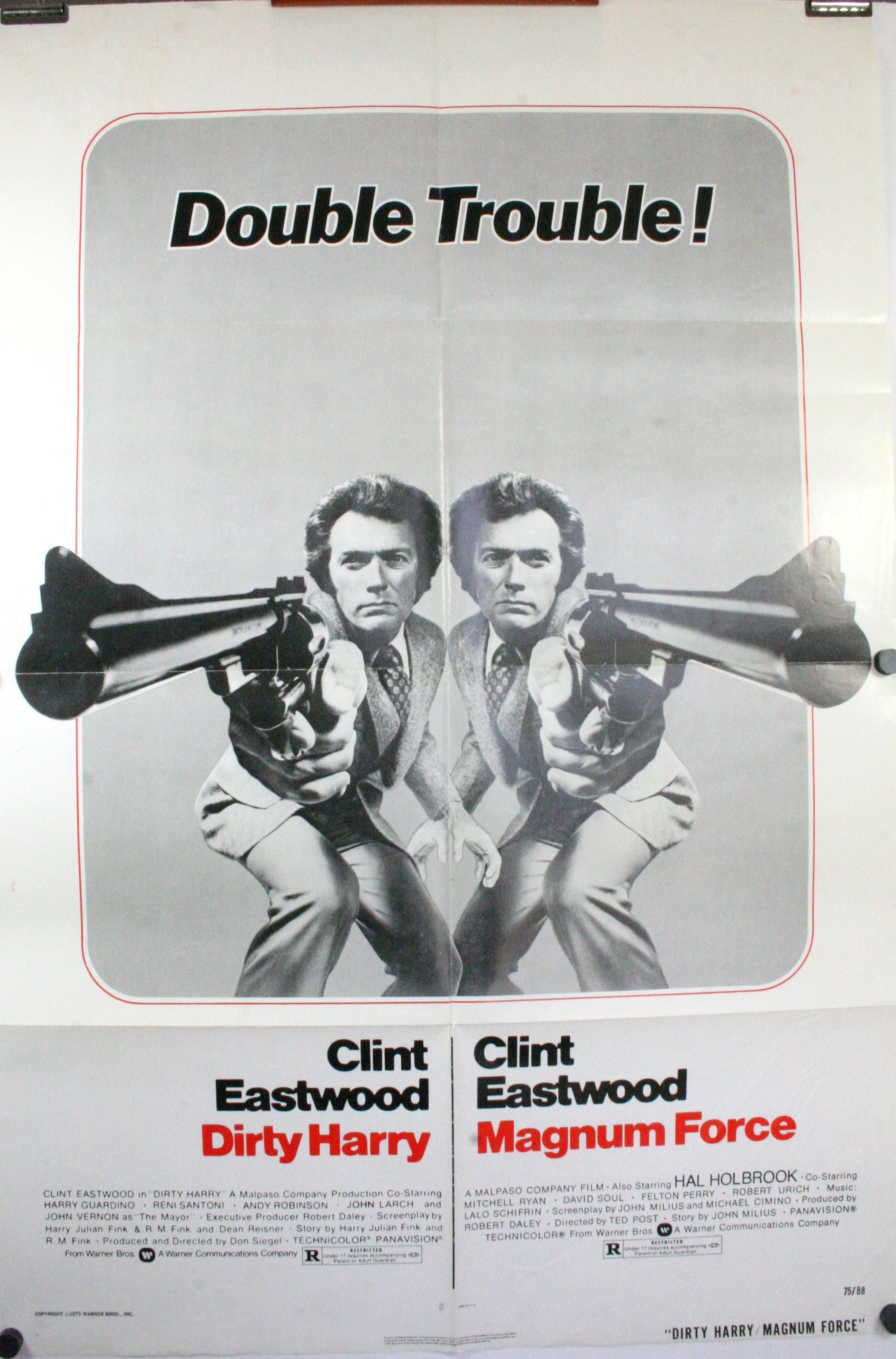 Dirty Harry & Magnum Force Double Feature FRIDGE MAGNET movie poster