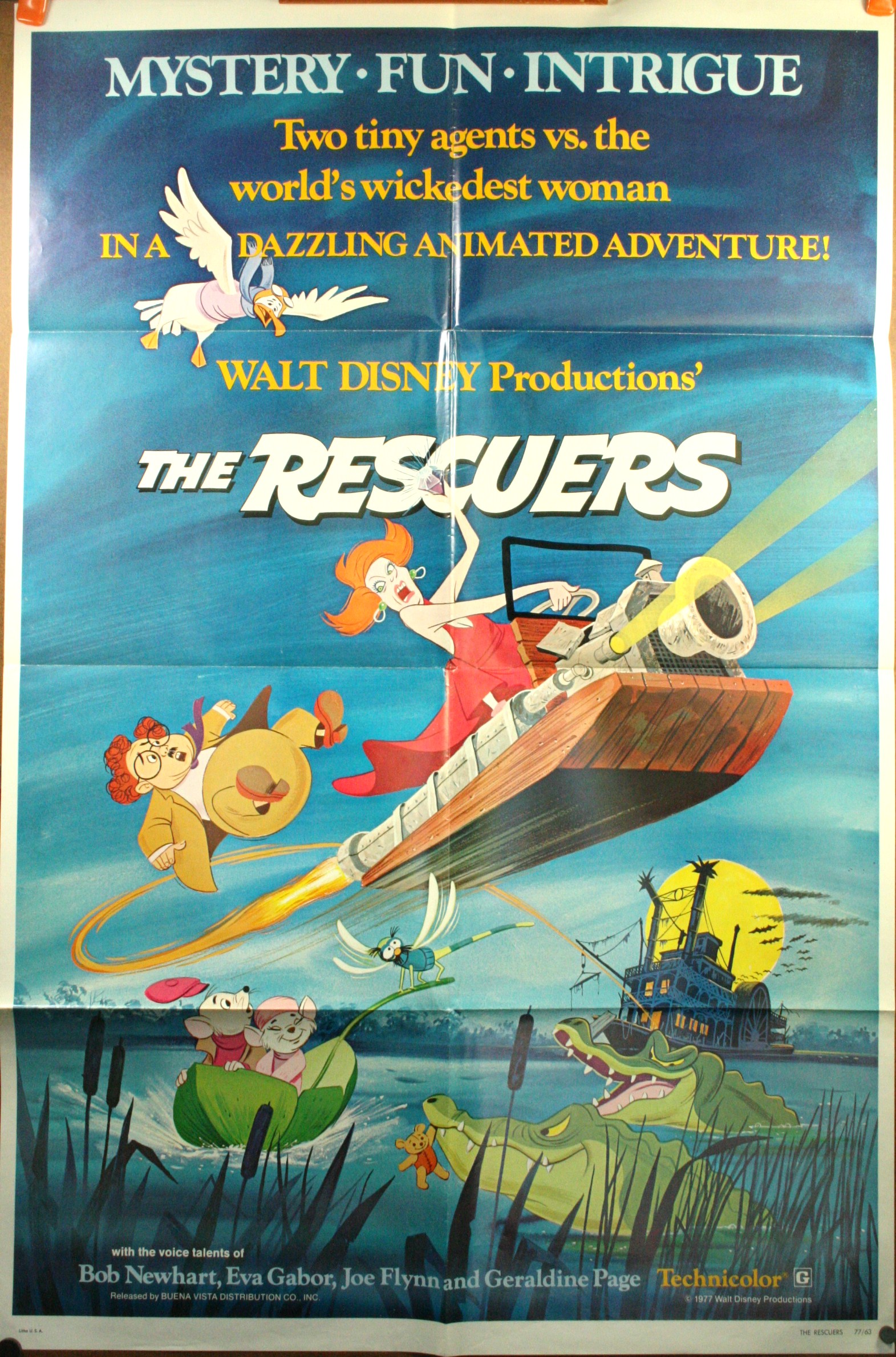 THE RESCUERS, Bob Newhart Eva Gabor Animation Original Vintage Movie Poster  – Original Vintage Movie Posters