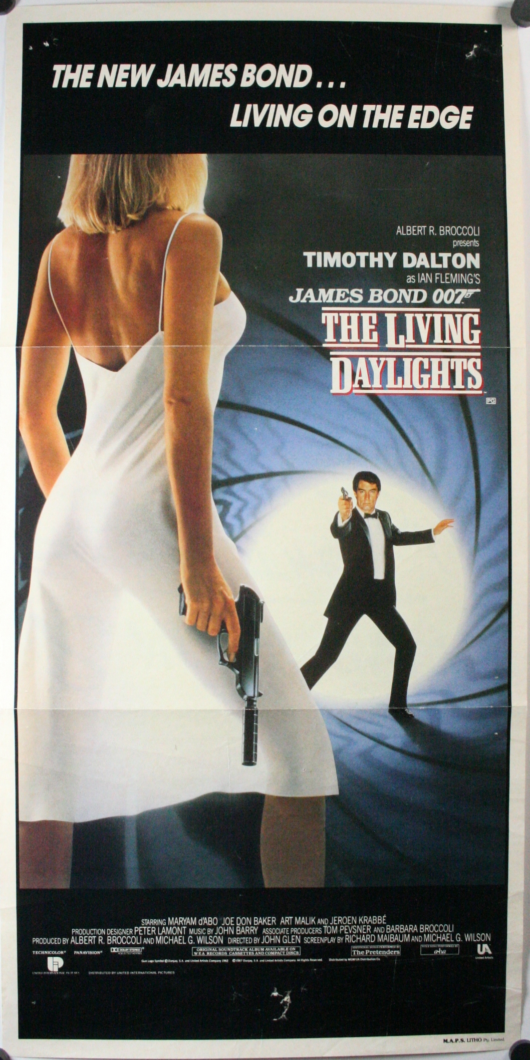 THE LIVING DAYLIGHTS, Original James Bond Australian Daybill Cinema ...