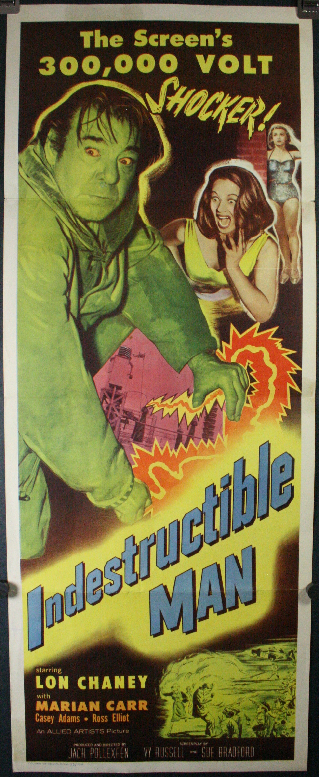 3247.Indestructible Man Lon Chaney Horror movie film POSTER.Room Home art decor 