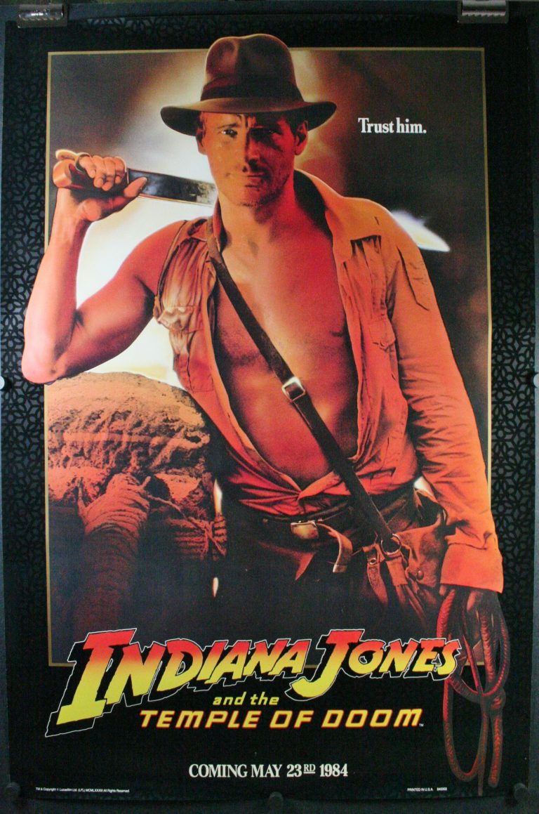 THE TEMPLE OF DOOM, Original Indiana Jones Movie Theater Poster ...