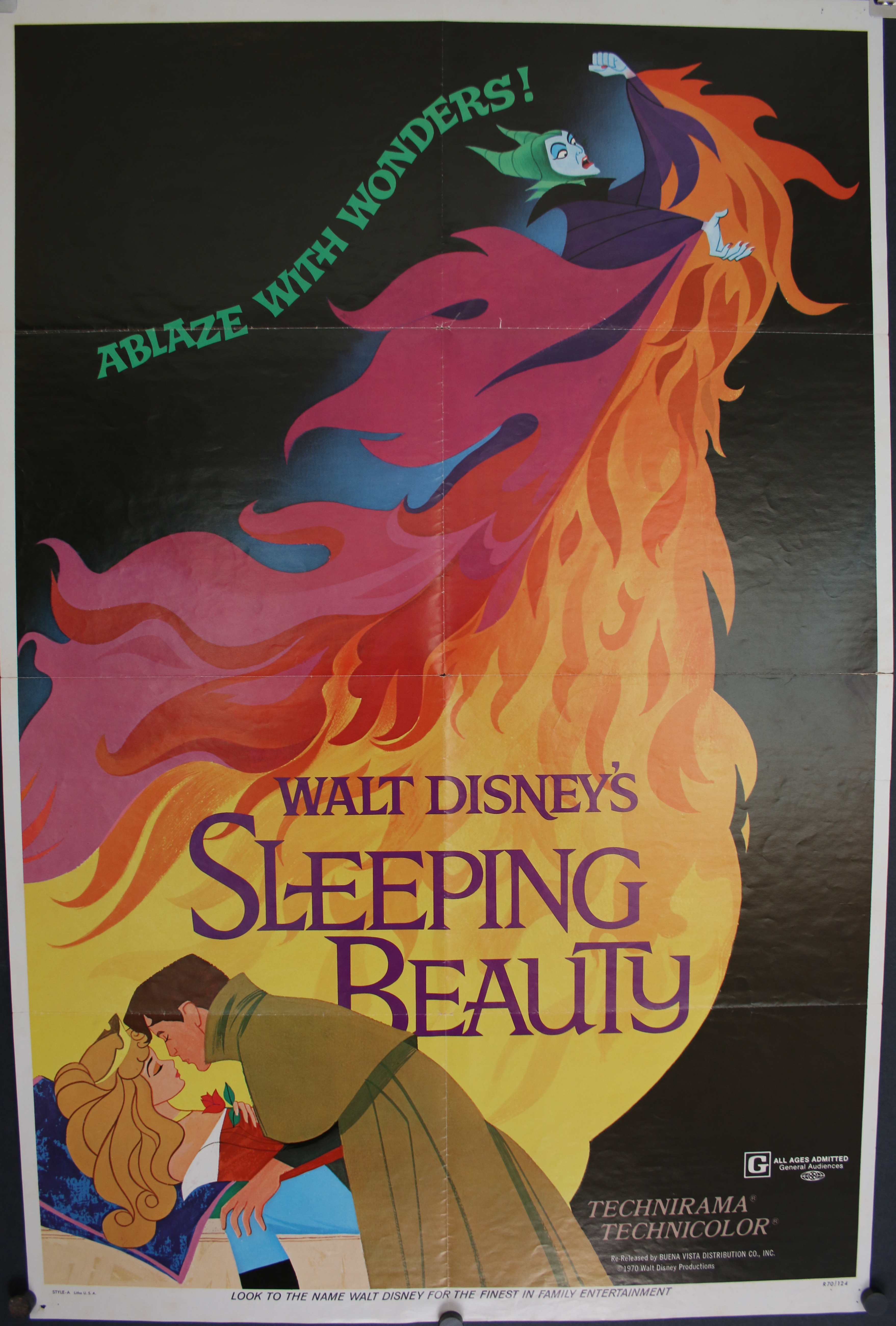 Sleeping Beauty Original One Sheet Postcard Disney Movie Poster Aurora 
