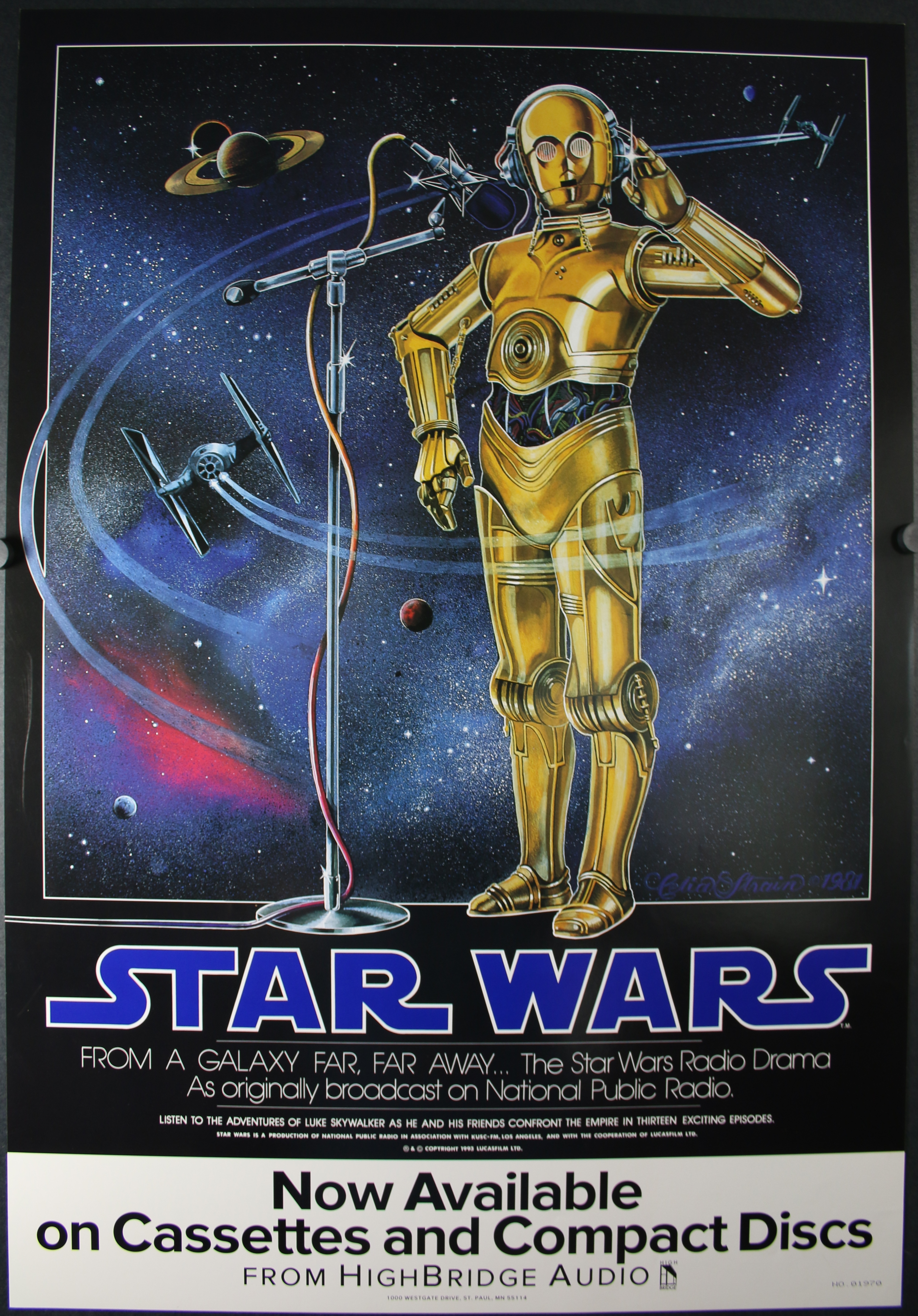 STAR WARS, Original NPR Radio to Cassette Compact Disk “CD” Poster For Sale Original Vintage Posters