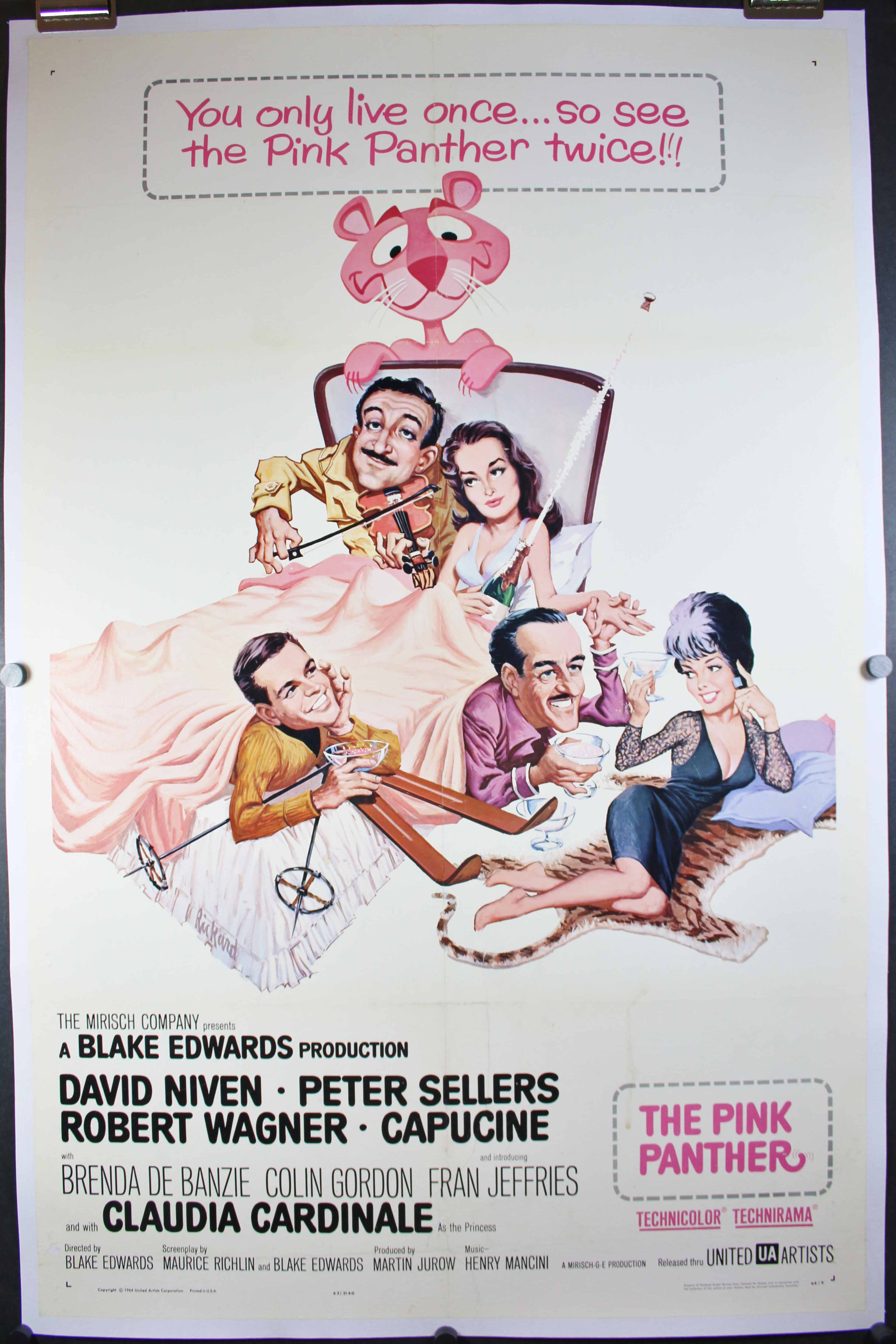 The Pink Panther 1964 Comedy Repro Reproduction Print UK QUAD Poster 30x40