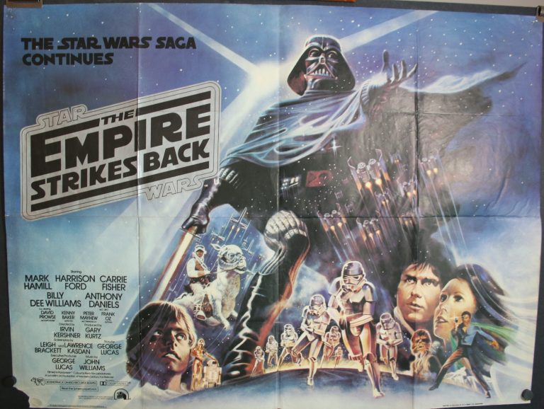STAR WARS, EMPIRE STRIKES BACK, British Quad Movie Theater Poster For