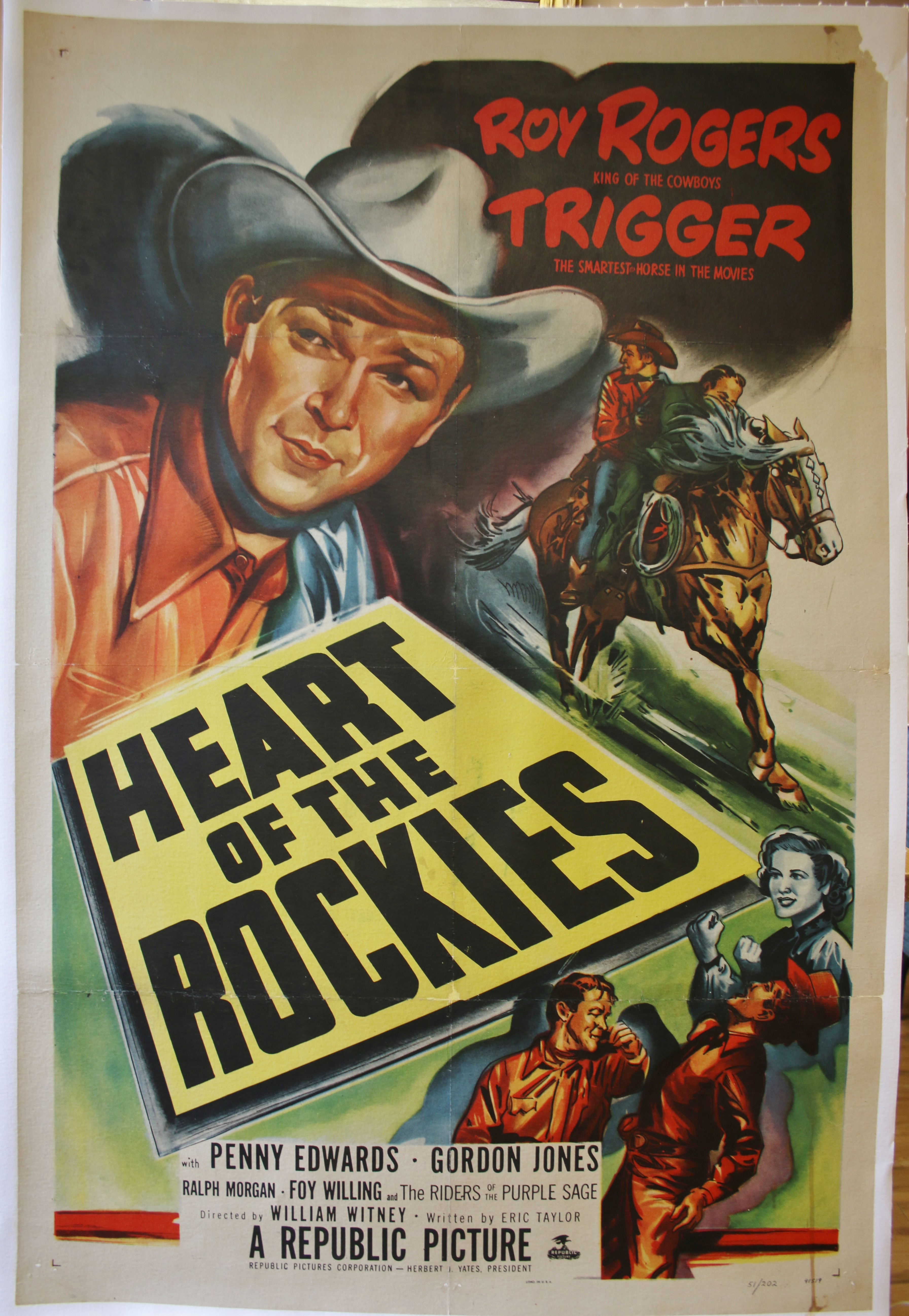 HEART OF THE ROCKIES, Original Vintage Roy Rogers Western Movie Poster - Original ...