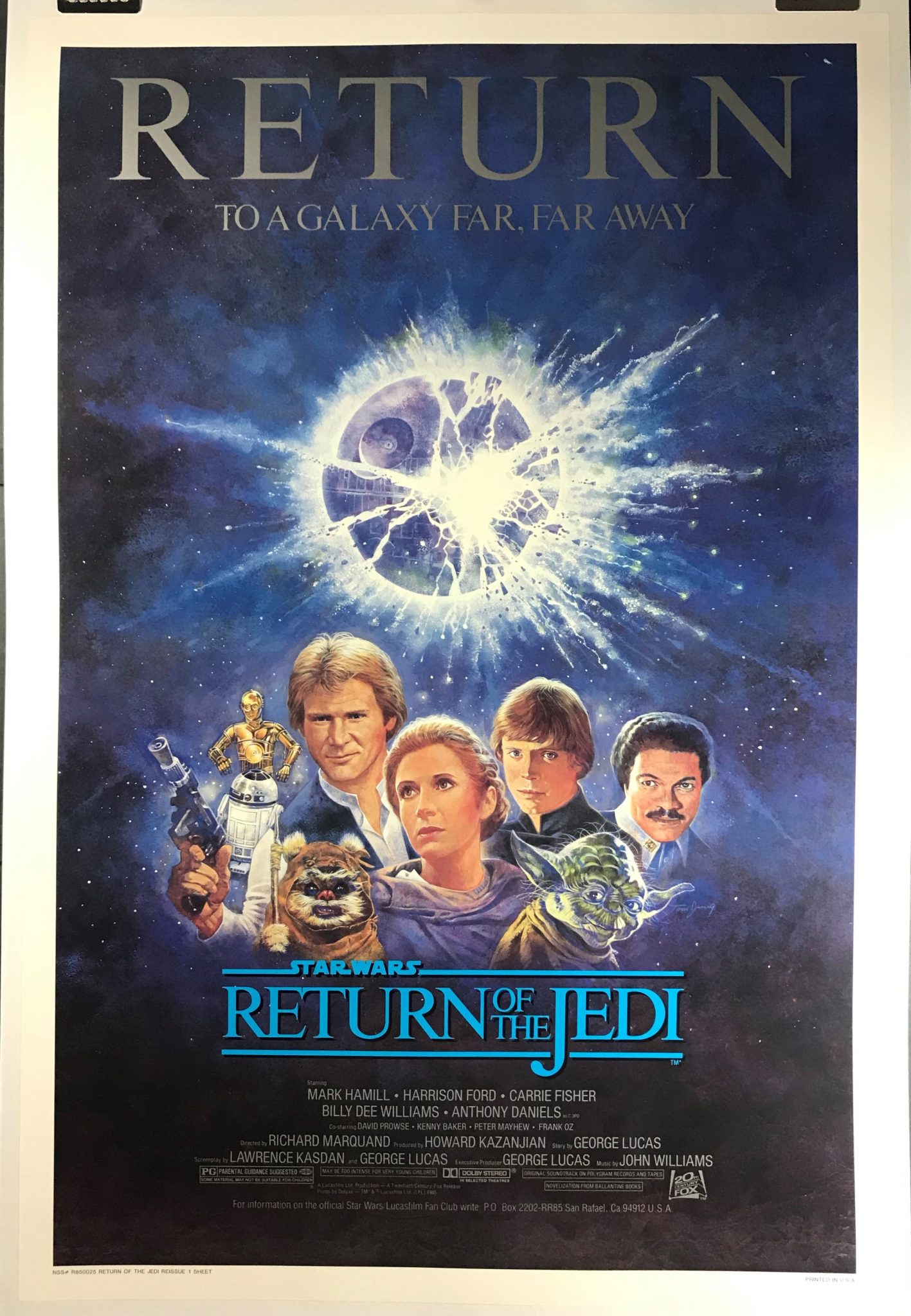 RETURN OF THE JEDI, Original Rolled 1 sheet movie Theater poster 1985