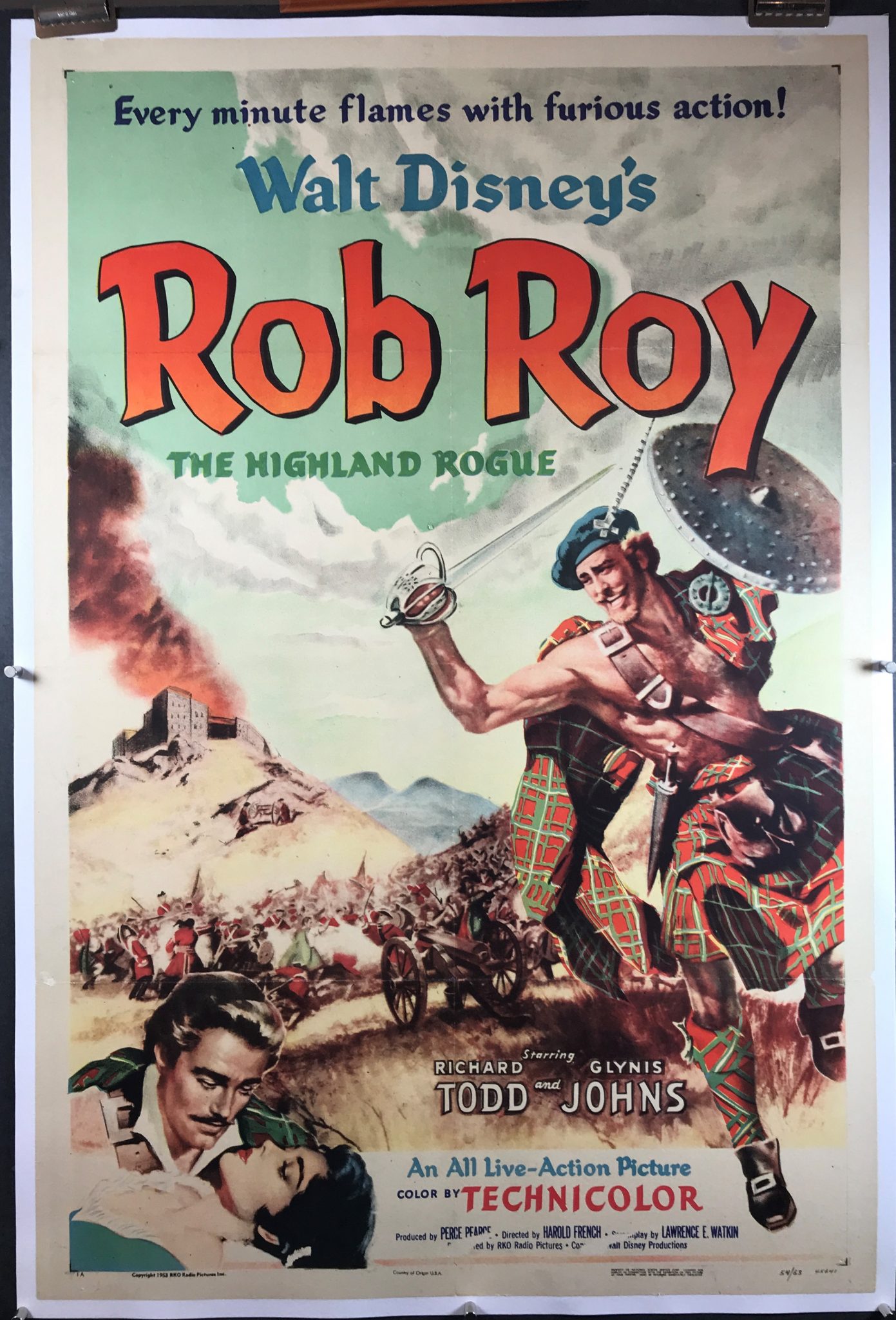 ROB ROY, THE HIGHLAND ROGUE, Original LiveAction Disney Movie Poster
