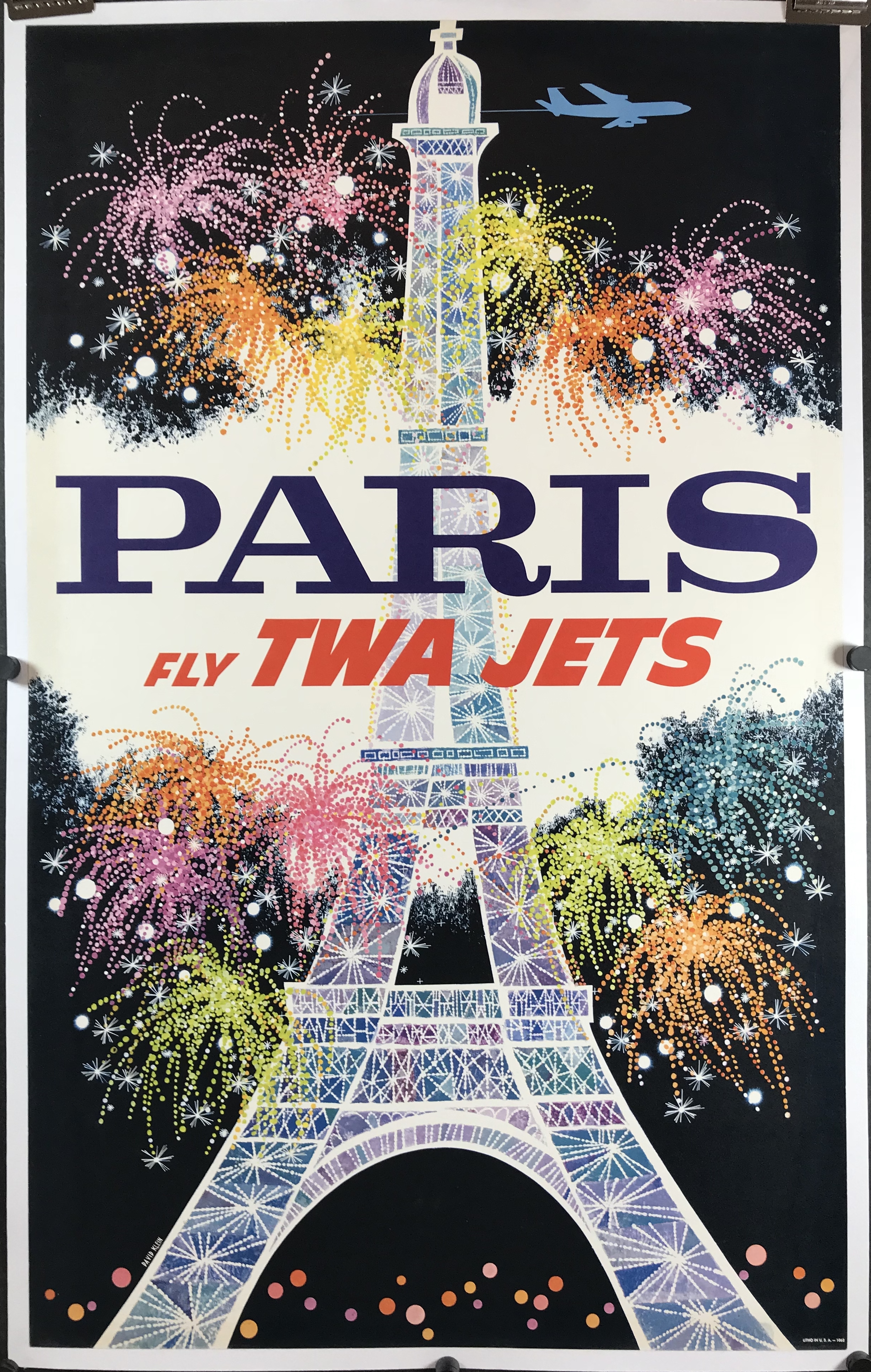 1950s TWA Paris France Vintage Style Ariline Travel Poster 20x28 