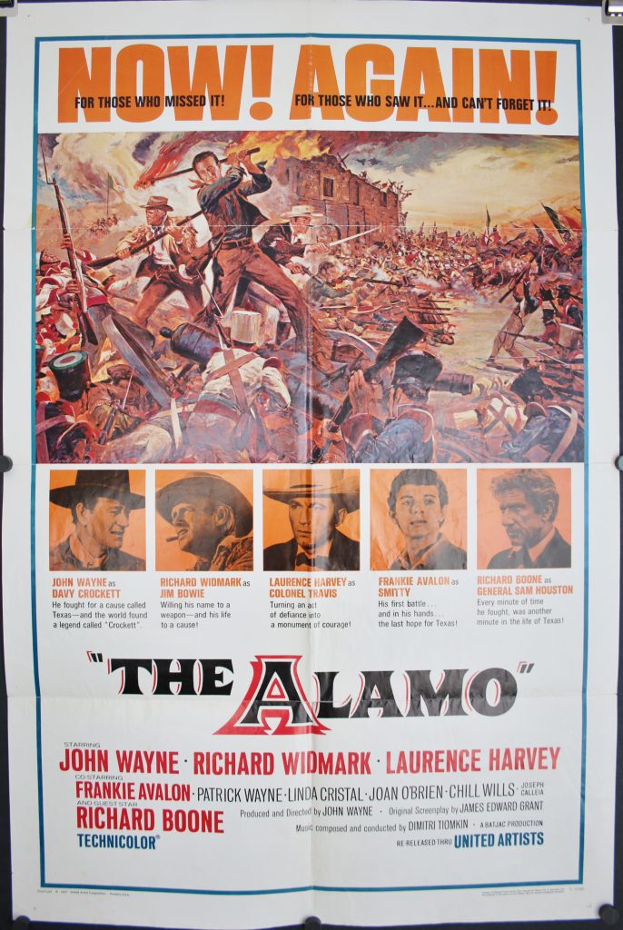 ALAMO, Original 1967 ReRelease John Wayne Movie Theater Poster