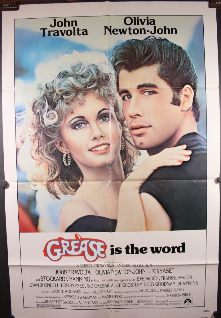 GREASE, Original Vintage John Travolta Musical Movie Poster Original