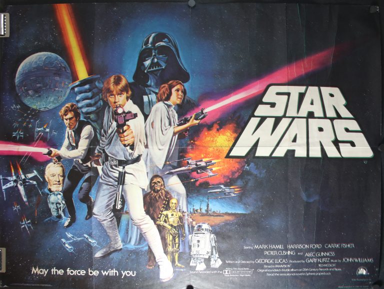 STAR WARS, Original British Quad Pre Awards Chantrell Style Cinema Poster For Sale Original STAR WARS, Original British Quad Pre Awards Chantrell Style Cinema Poster For Sale Original