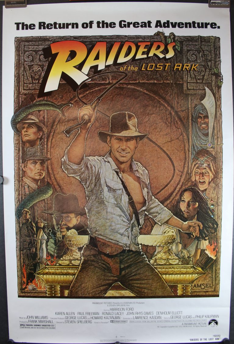 RAIDERS OF THE LOST ARK, Original Unfolded Indiana Jones 1982R Movie Theater Poster Original RAIDERS OF THE LOST ARK, Original Unfolded Indiana Jones 1982R Movie Theater Poster Original