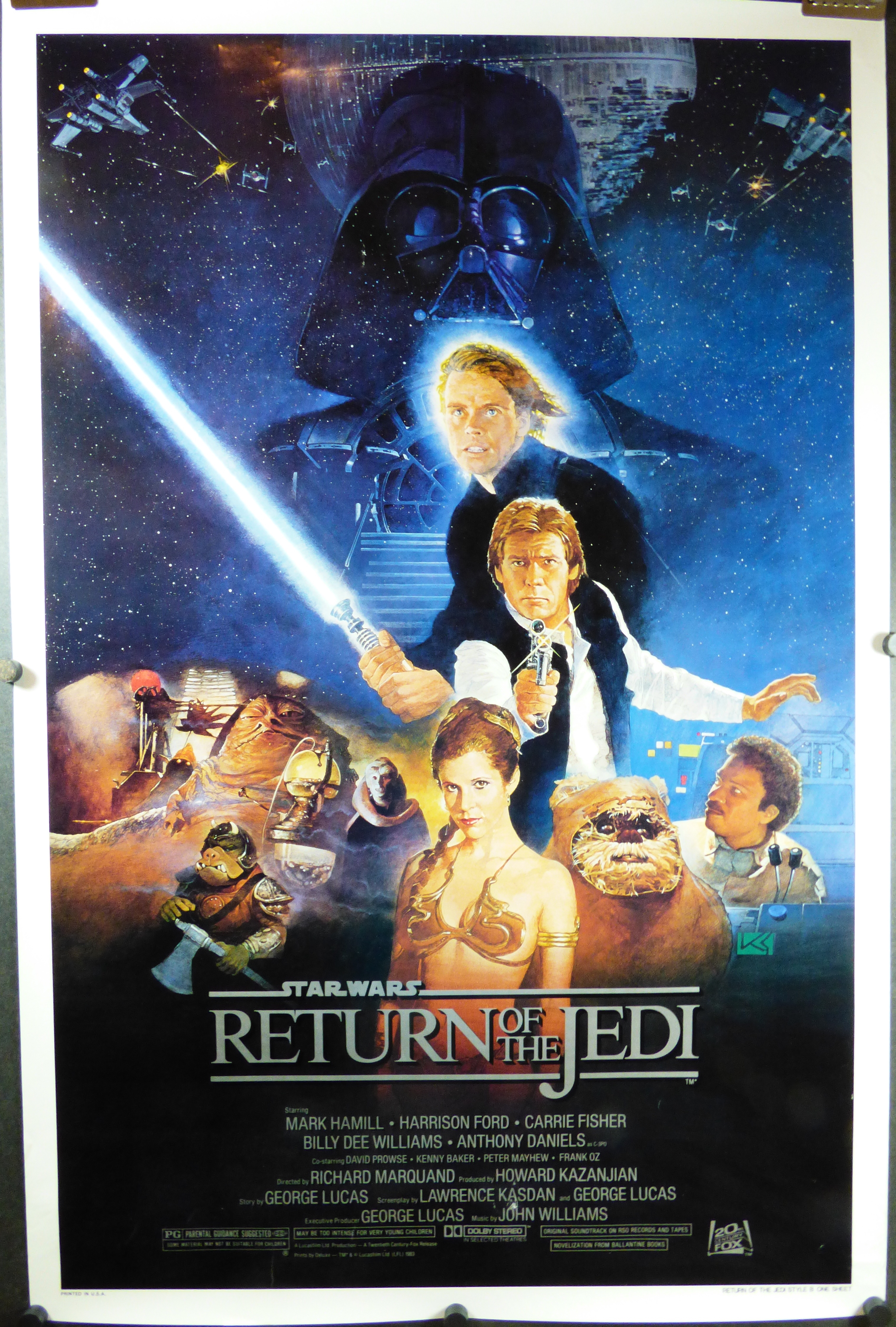 RE-RELEASE 1985 ORIGINAL MOVIE POSTER ROLLED RETURN OF THE JEDI 1983 