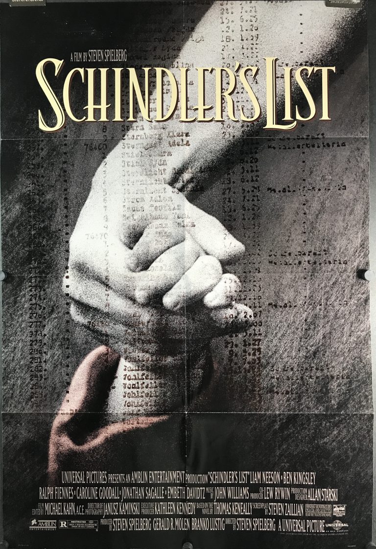 SCHINDLERS LIST, Original WW2 Stephen Spielberg Movie Poster Original