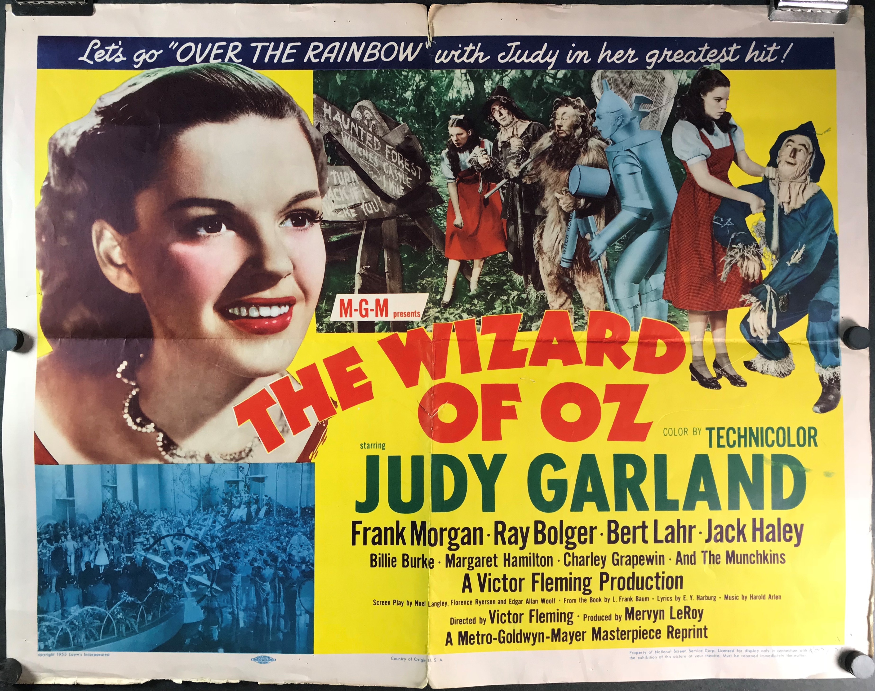 THE WIZARD OF OZ, Original 1955 Re-Release Vintage Judy Garland