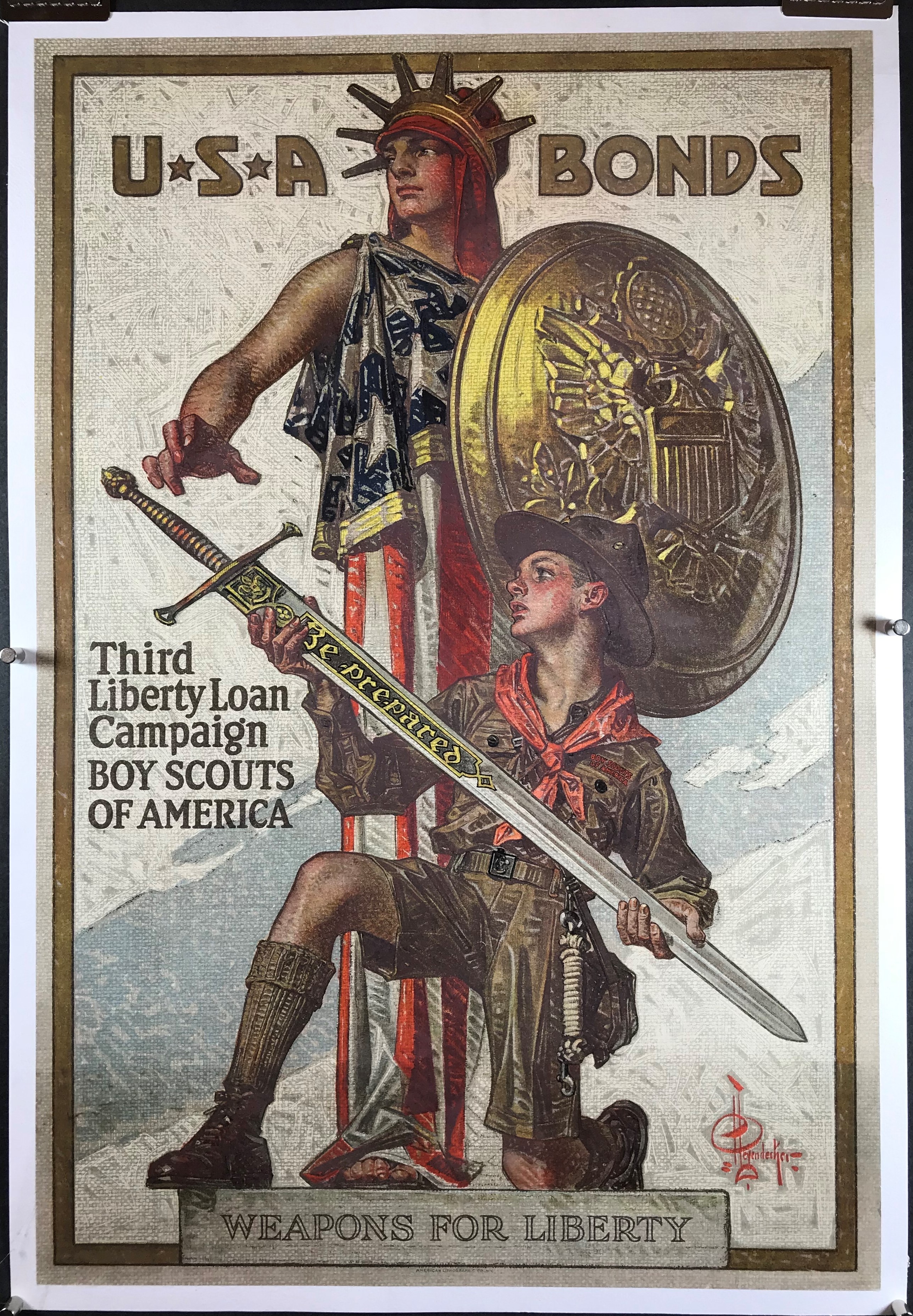 WEAPONS FOR LIBERTY, Original WW1 Leyendecker Boy Scouts Liberty Bonds  Poster - Original Vintage Movie Posters