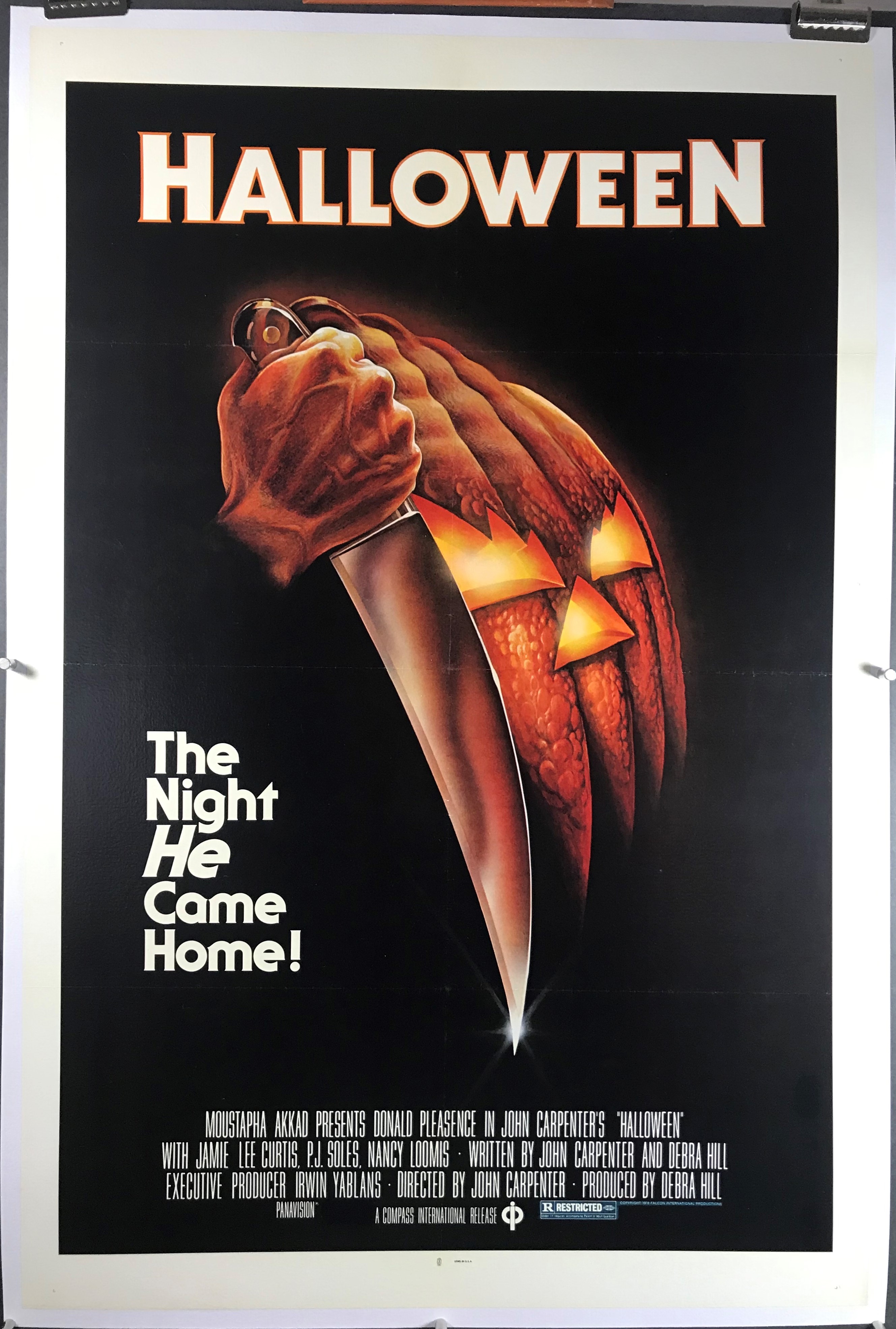 HALLOWEEN, Original Blue Ratings Box Horror Movie Poster starring Jamie