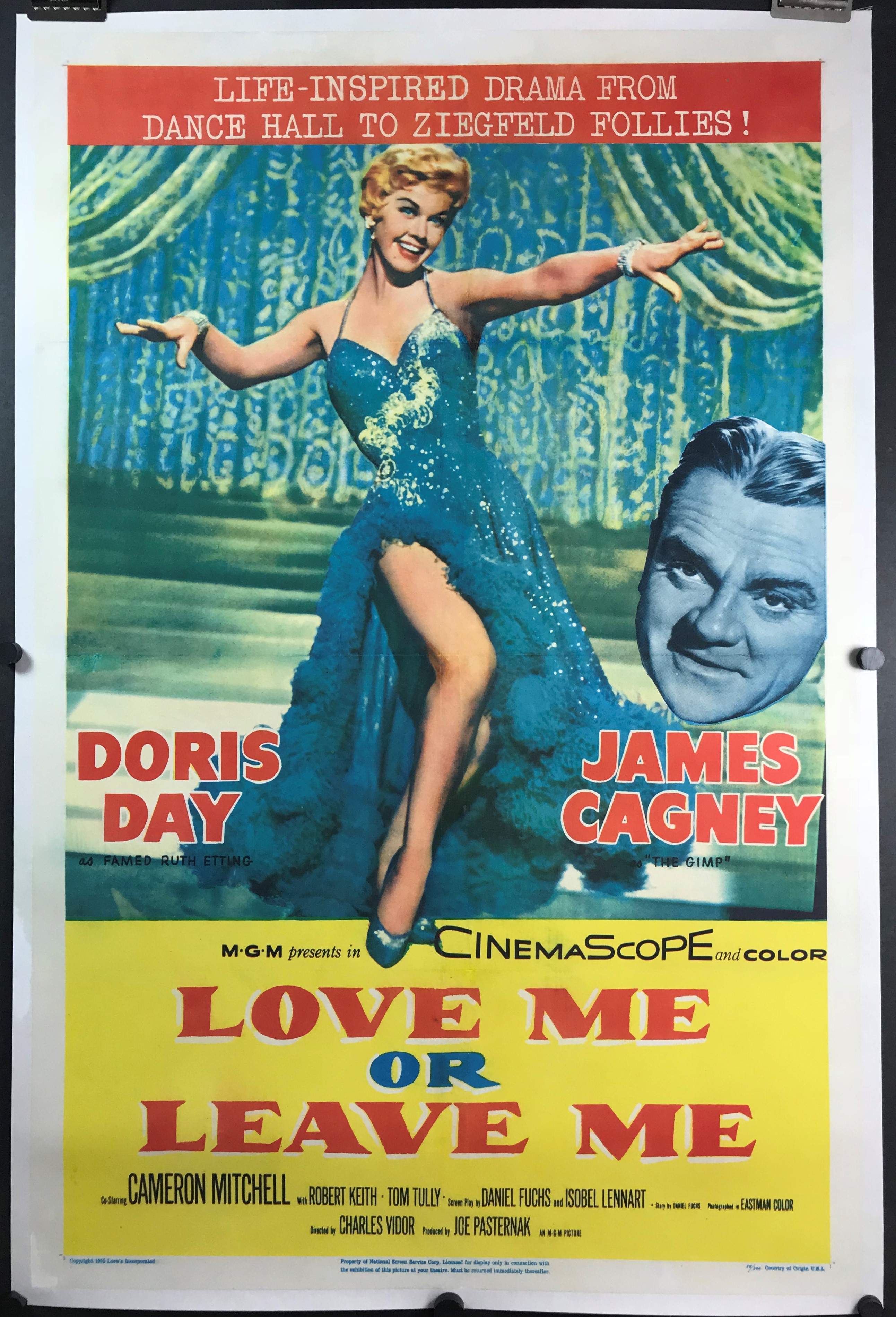LOVE ME OR LEAVE ME, Original Vintage Doris Day Linen Backed Movie ...