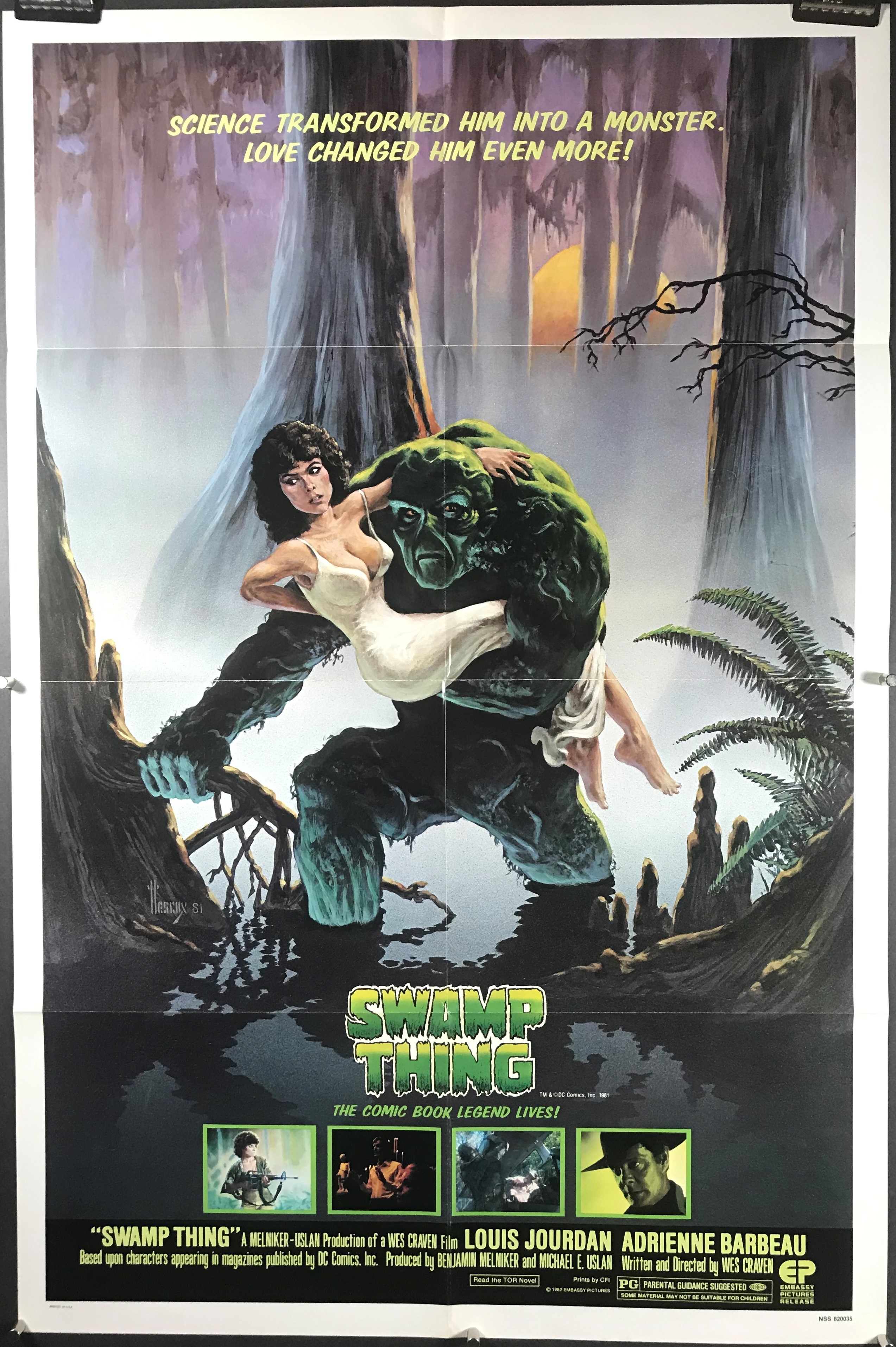 THE SWAMP THING Original Vintage Wes Craven Movie Poster Original THE SWAMP THING Original Vintage Wes Craven Movie Poster Original