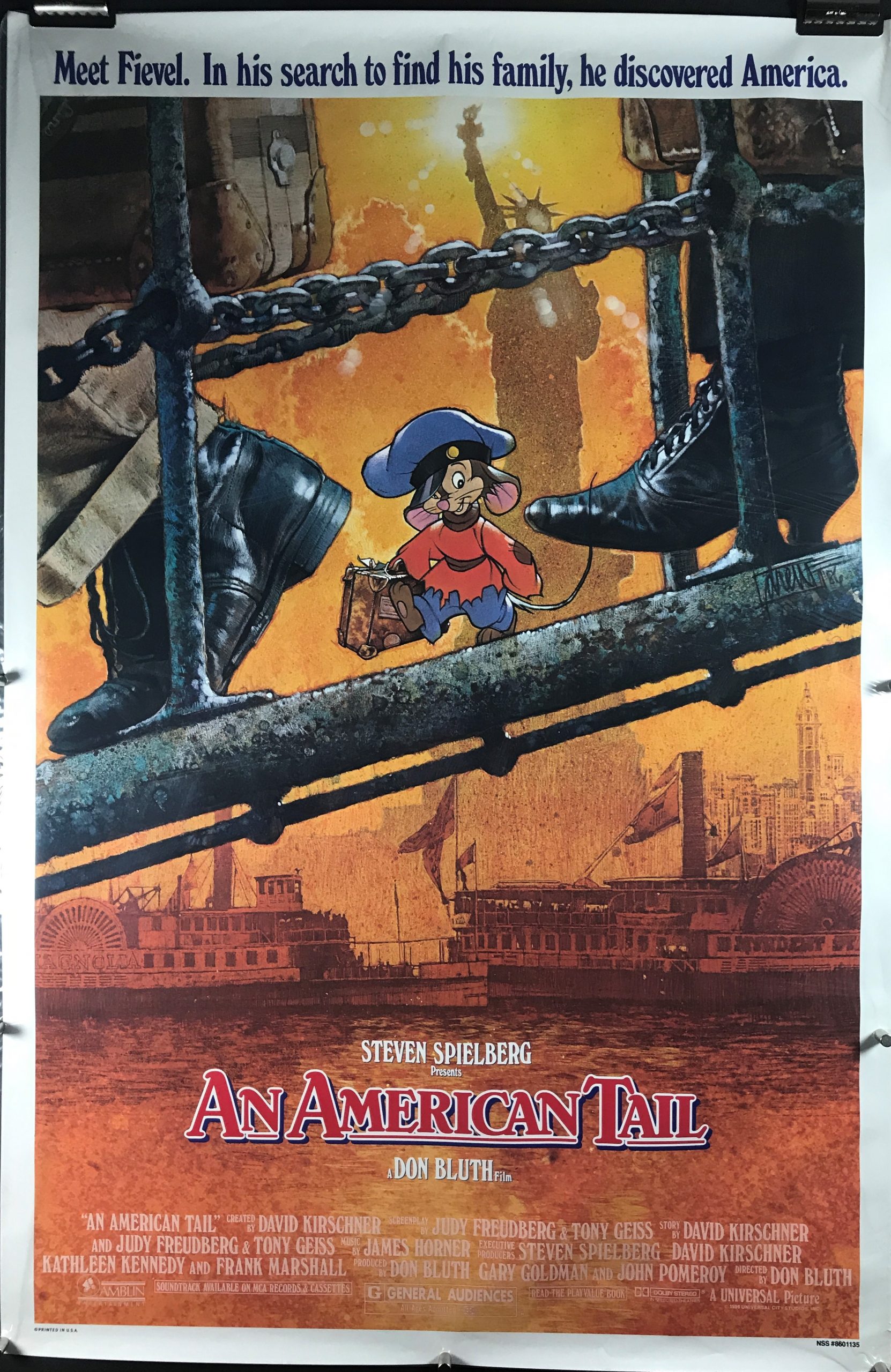 AN AMERICAN TAIL, Original Steven Spielberg Animated Movie Poster