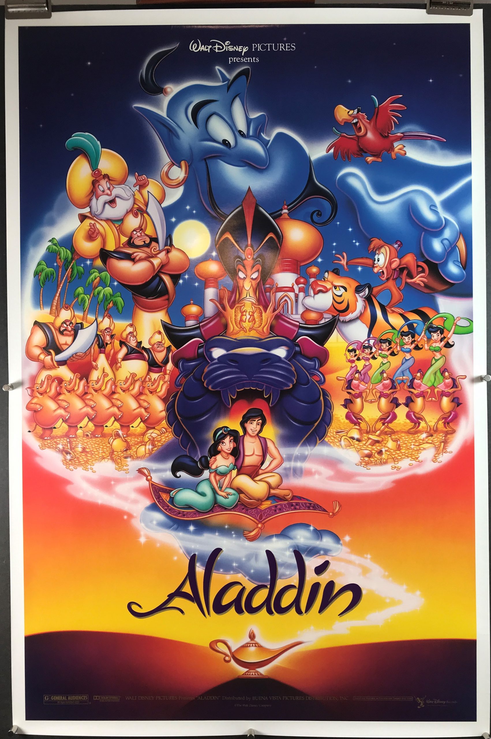 Describir Aptitud Mamut ALADDIN, Original Walt Disney Rolled Cast Style Movie Poster - Original  Vintage Movie Posters