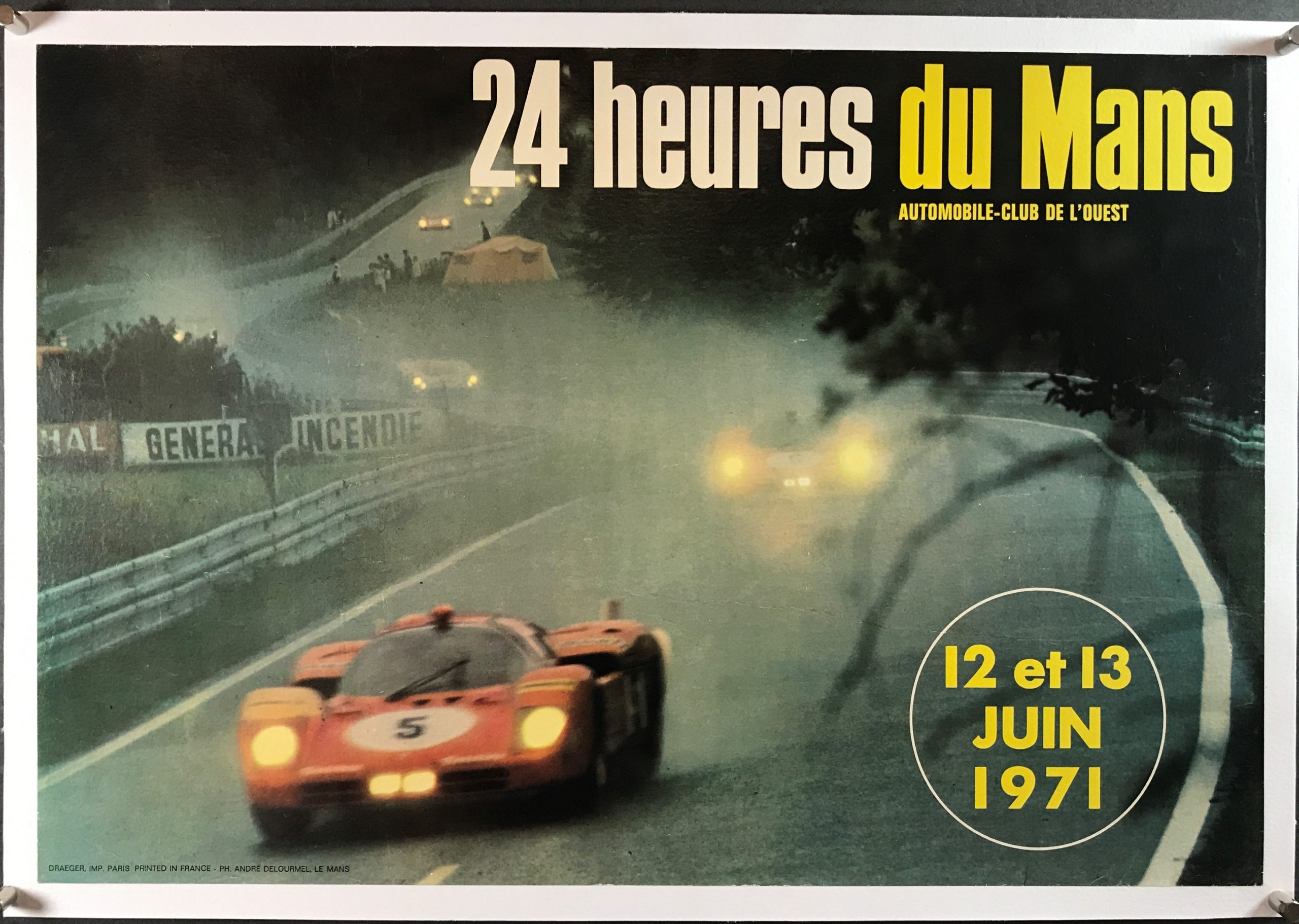 24 HEURES DU MANS, Original Motor Racing Poster 1971 Steve McQueen