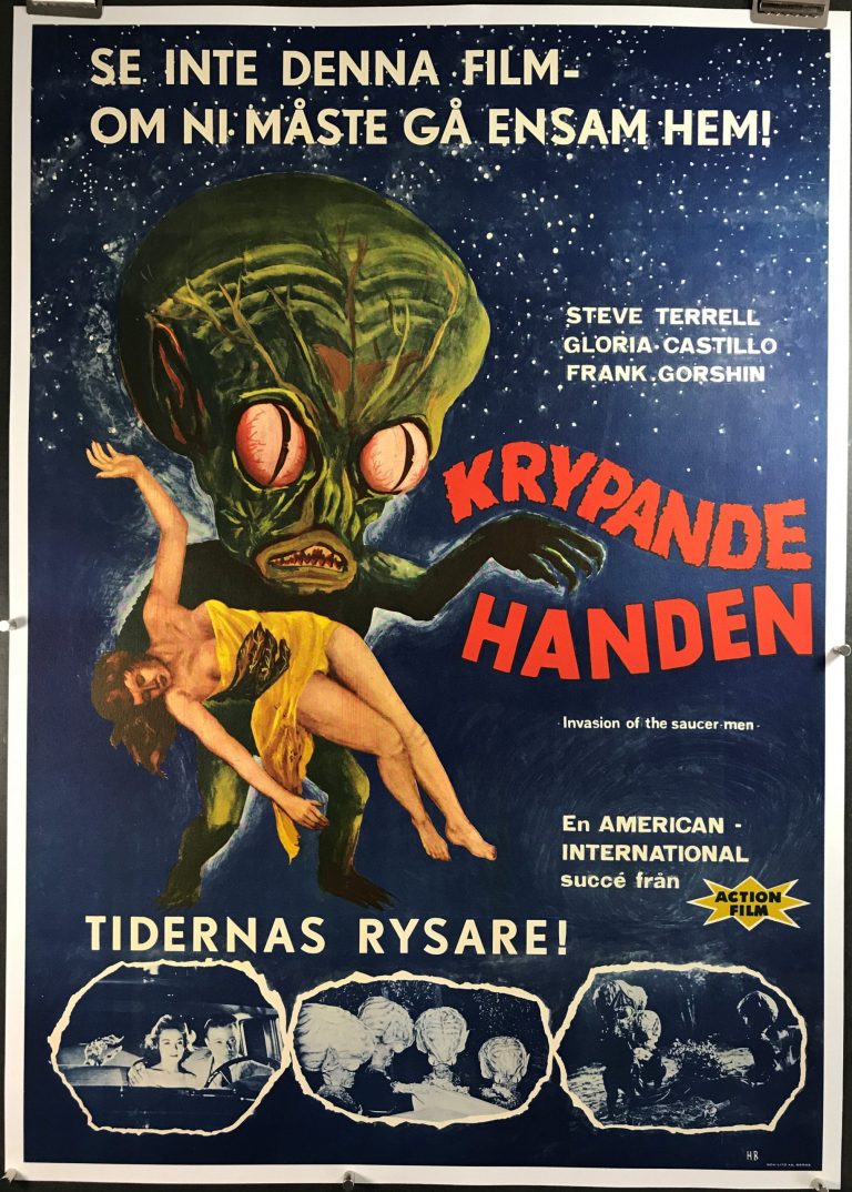 INVASION OF THE SAUCER MEN, Original 50’s Sci-Fi Swedish Movie Poster