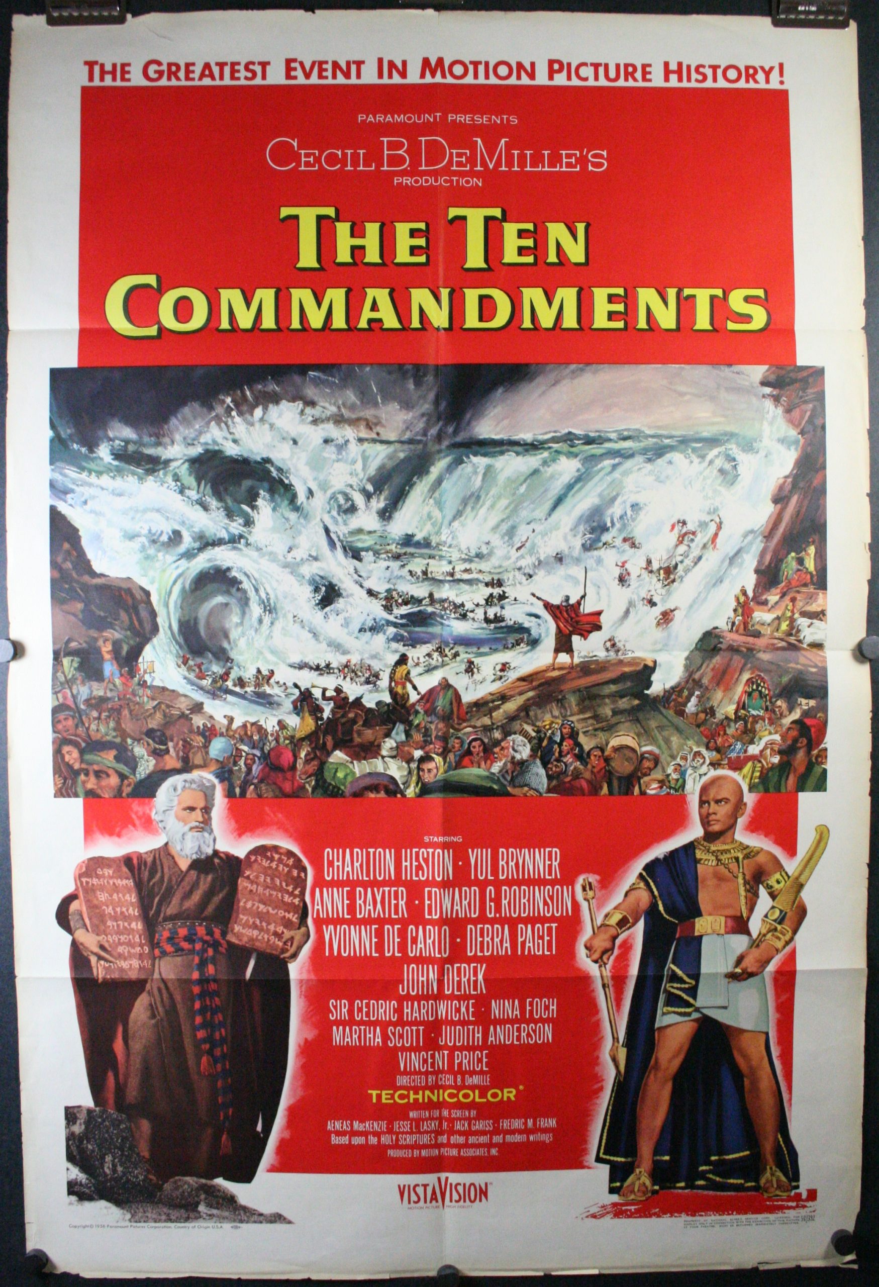 THE TEN COMMANDMENTS, Original Charlton Heston Vintage Movie Poster