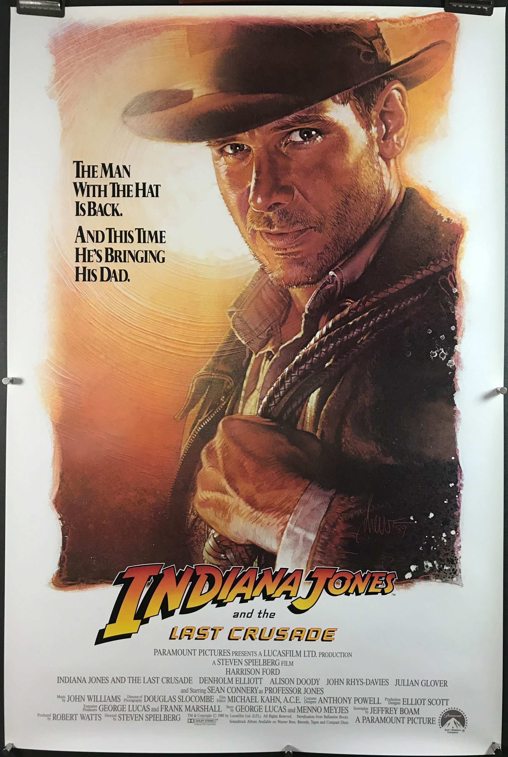 INDIANA JONES & THE LAST CRUSADE, Original Harrison Ford Movie Poster ...