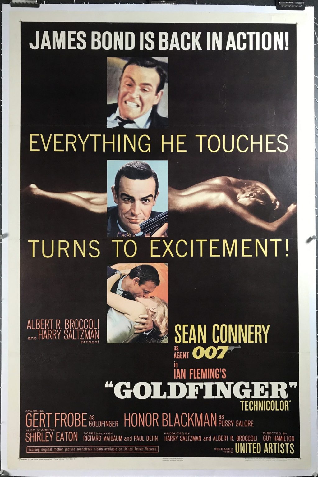 GOLDFINGER, Original James Bond Sean Connery poster for sale Original Vintage Movie Posters