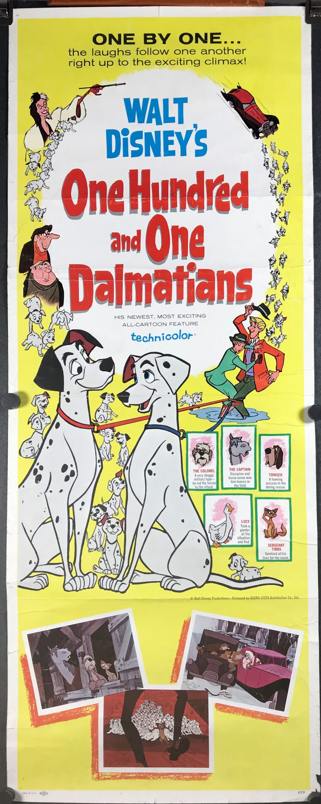 One Hundred And One Dalmatians Original Walt Disney Insert Film Poster Original Vintage Movie Posters