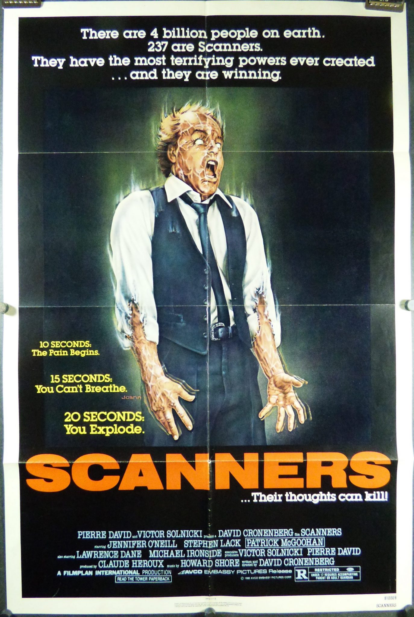 SCANNERS, Original Vintage Horror Movie Poster – Original Vintage Movie