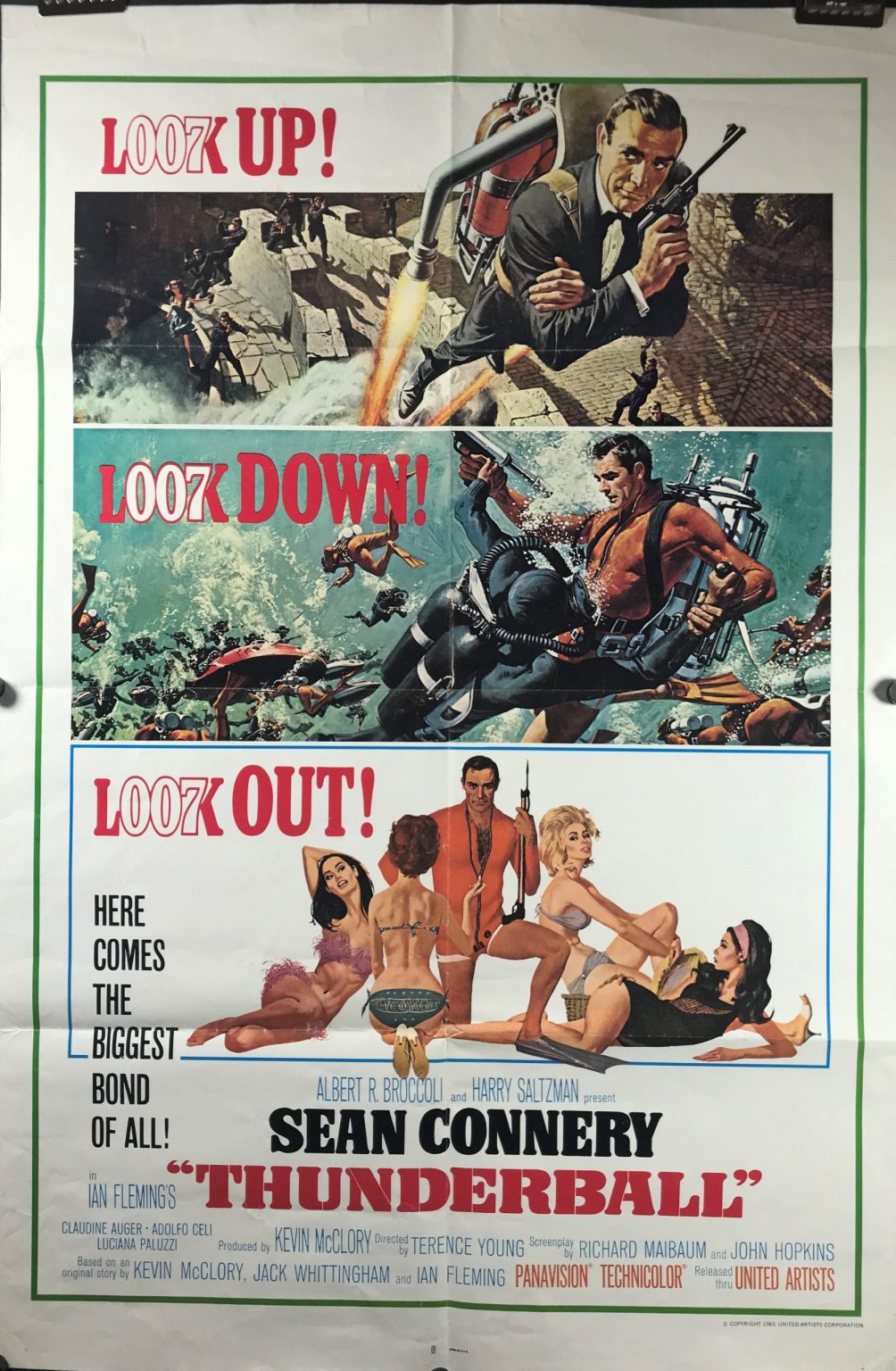 Thunderball Original Vintage James Bond Movie Poster Starring Sean Connery Original Vintage 