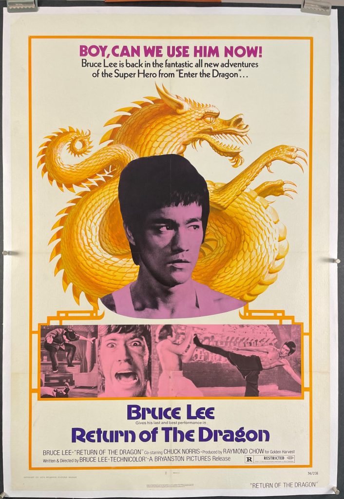 RETURN OF THE DRAGON, Original Vintage Bruce Lee Action Movie Poster ...