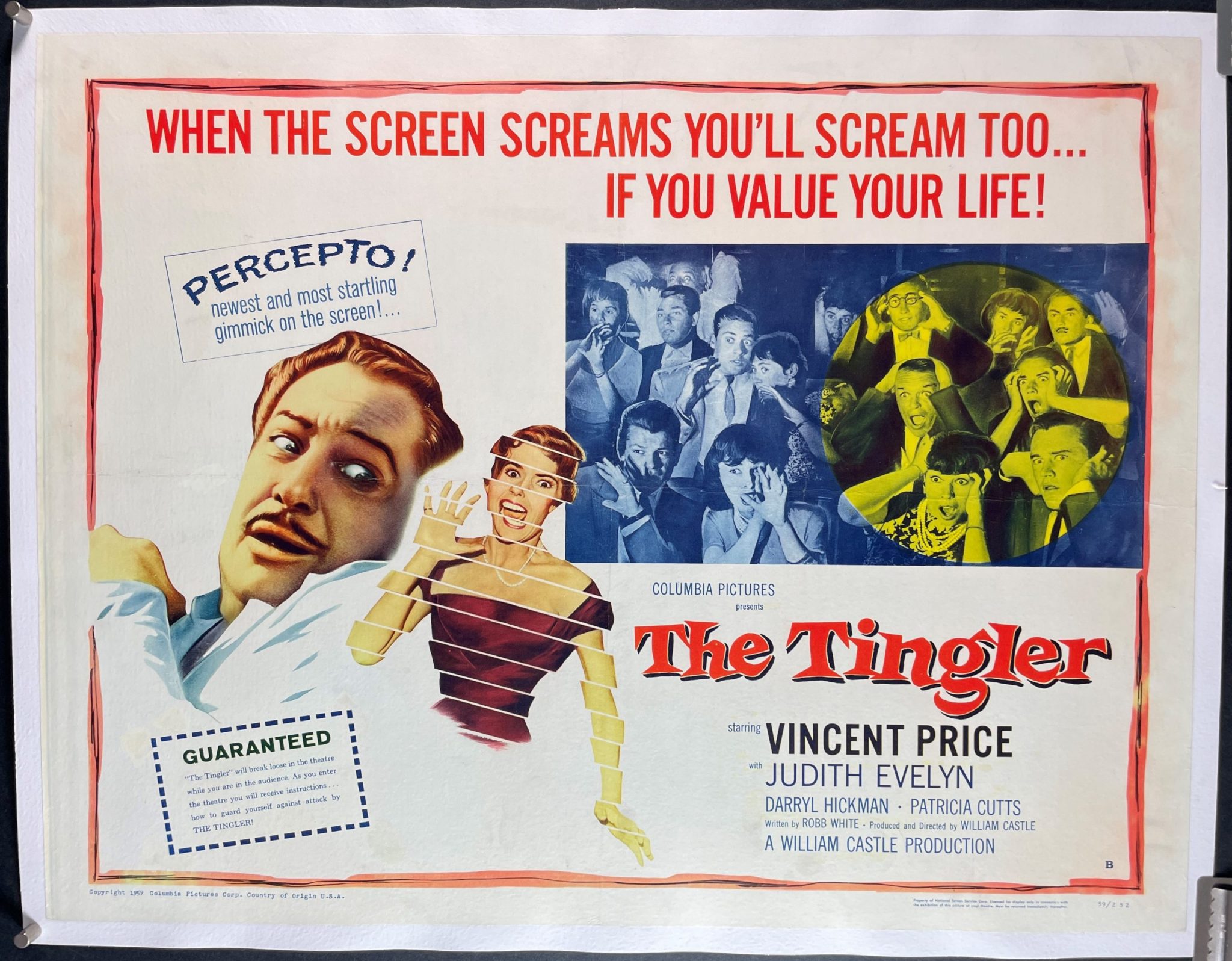 Tingler Original Vintage Linen Backed Horror Movie Poster Original Vintage Movie Posters