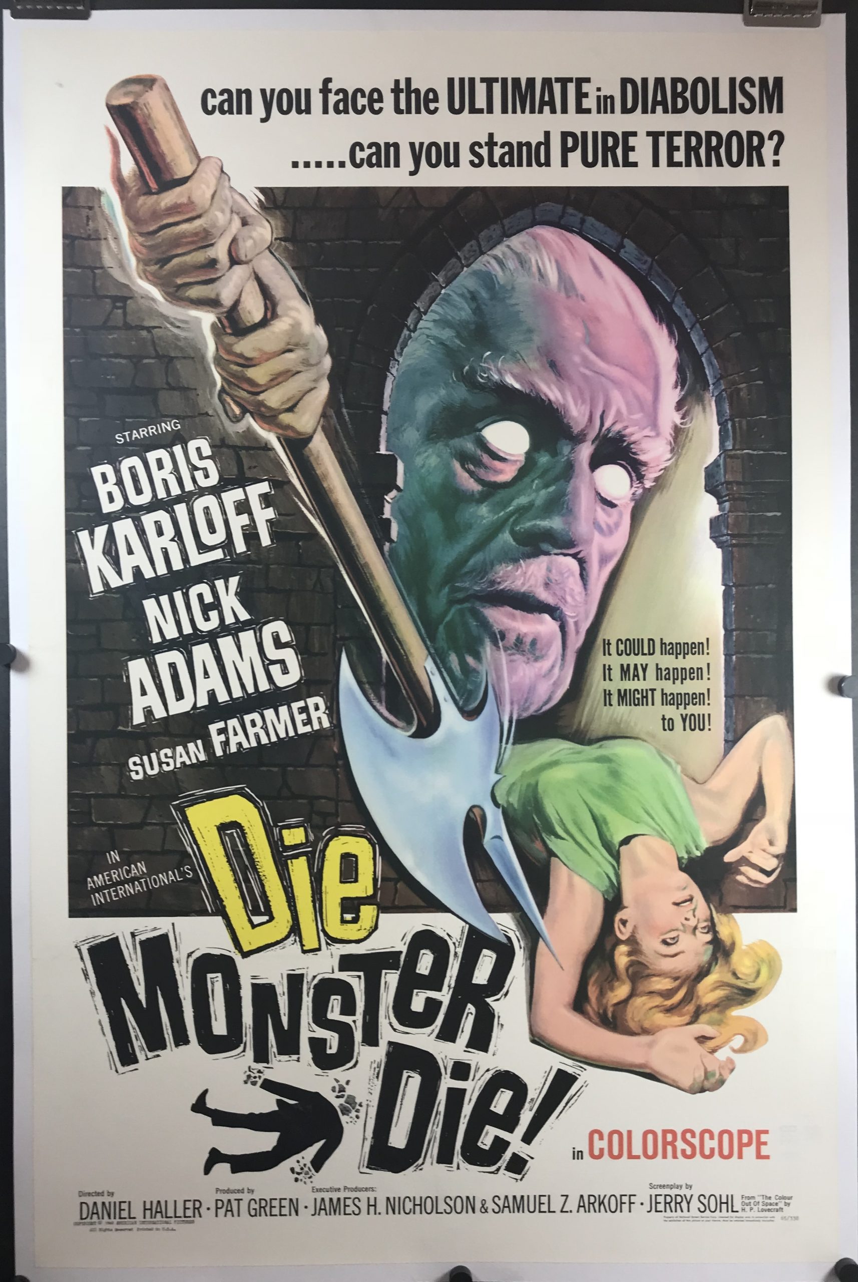 DIE MONSTER DIE, Original Vintage Horror Sci-Fi Movie Poster