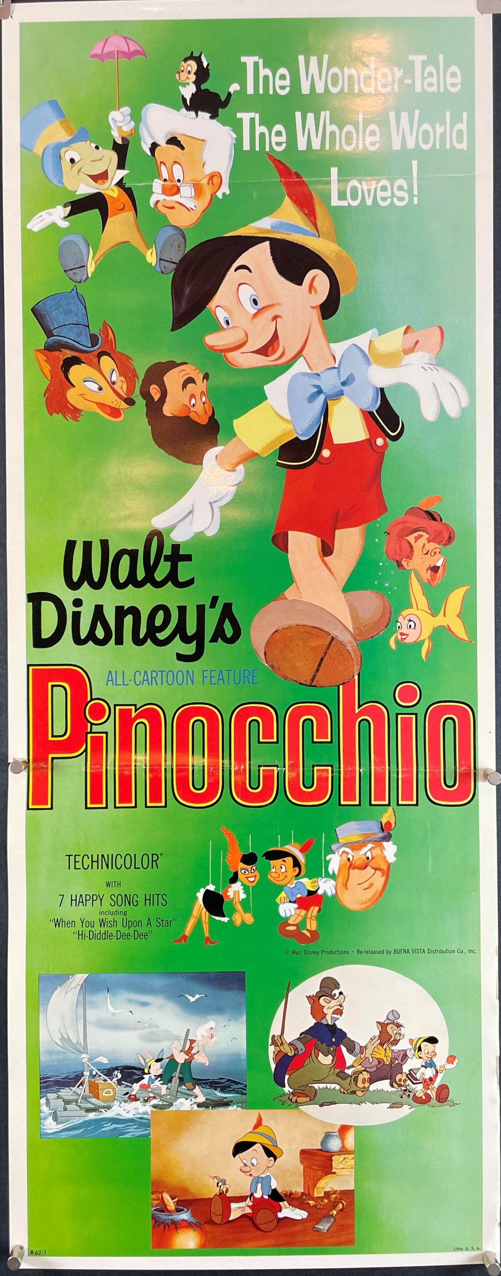 PINOCCHIO, Original Vintage Animated Walt Disney Insert Movie Poster –  Original Vintage Movie Posters