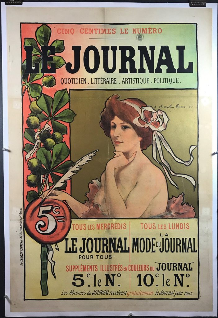 LE JOURNAL, Original Vintage Linen-Backed French Magazine Advertising ...