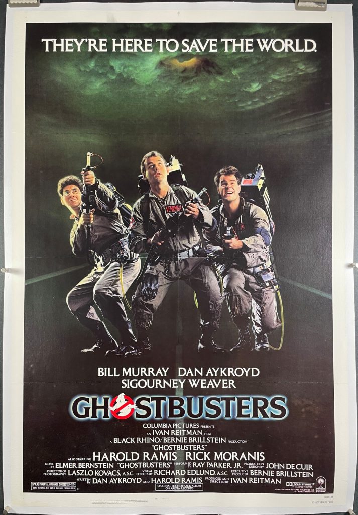 GHOSTBUSTERS, Original Vintage Linen-Backed Classic 80's Comedy Movie ...