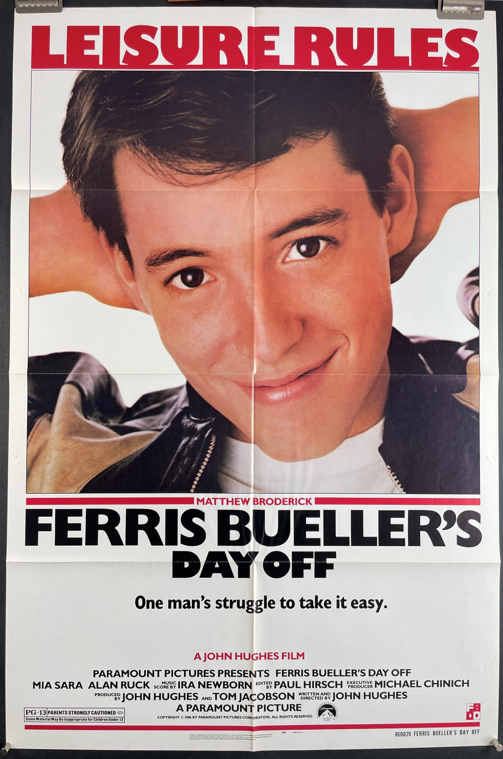 FERRIS BUELLER'S DAY OFF, Original Cult Classic Folded High School Comedy Movie  Poster - Original Vintage Movie Posters