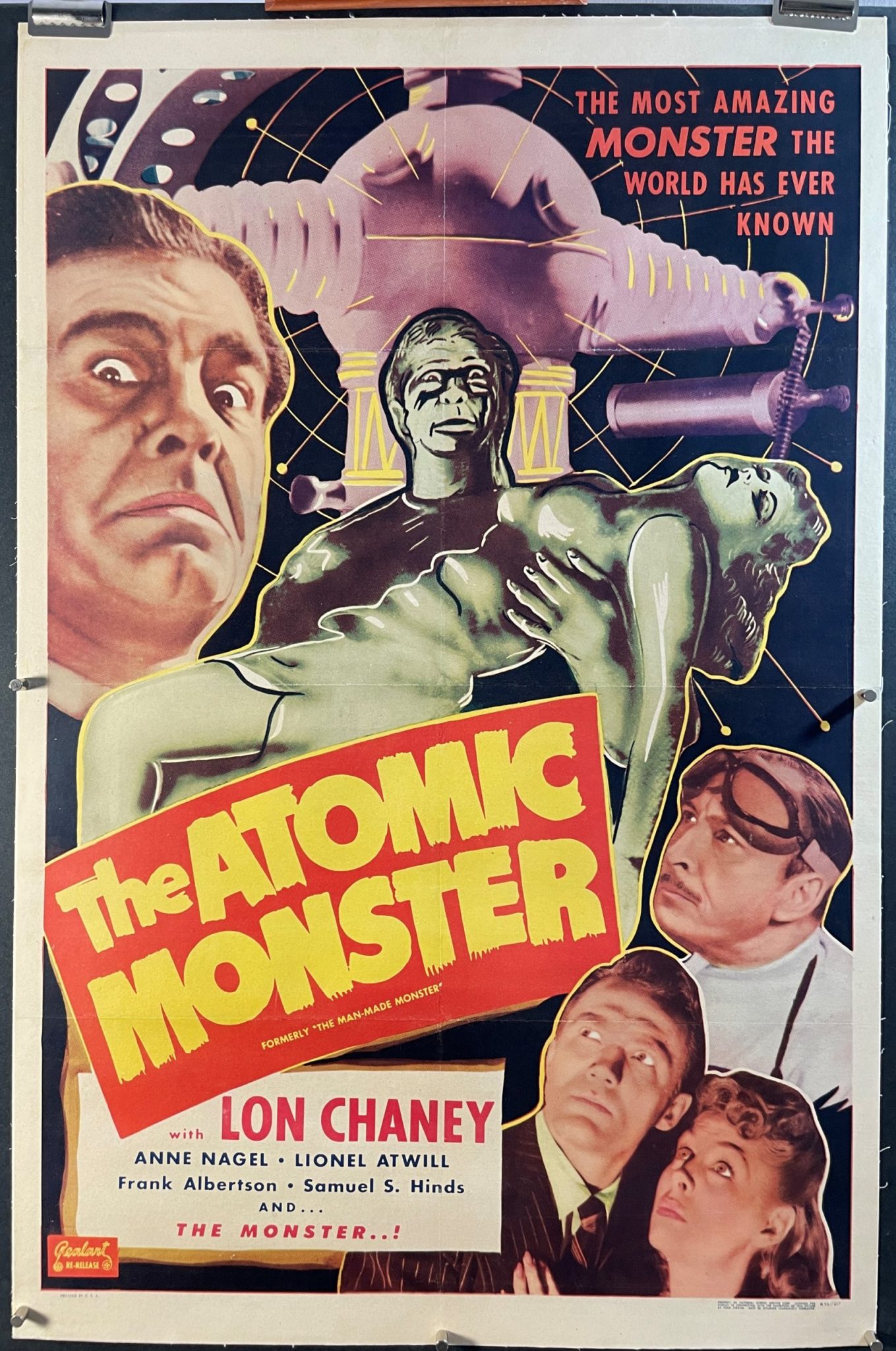 ATOMIC MONSTER, Original Man Made Monster Movie Poster starring Lon