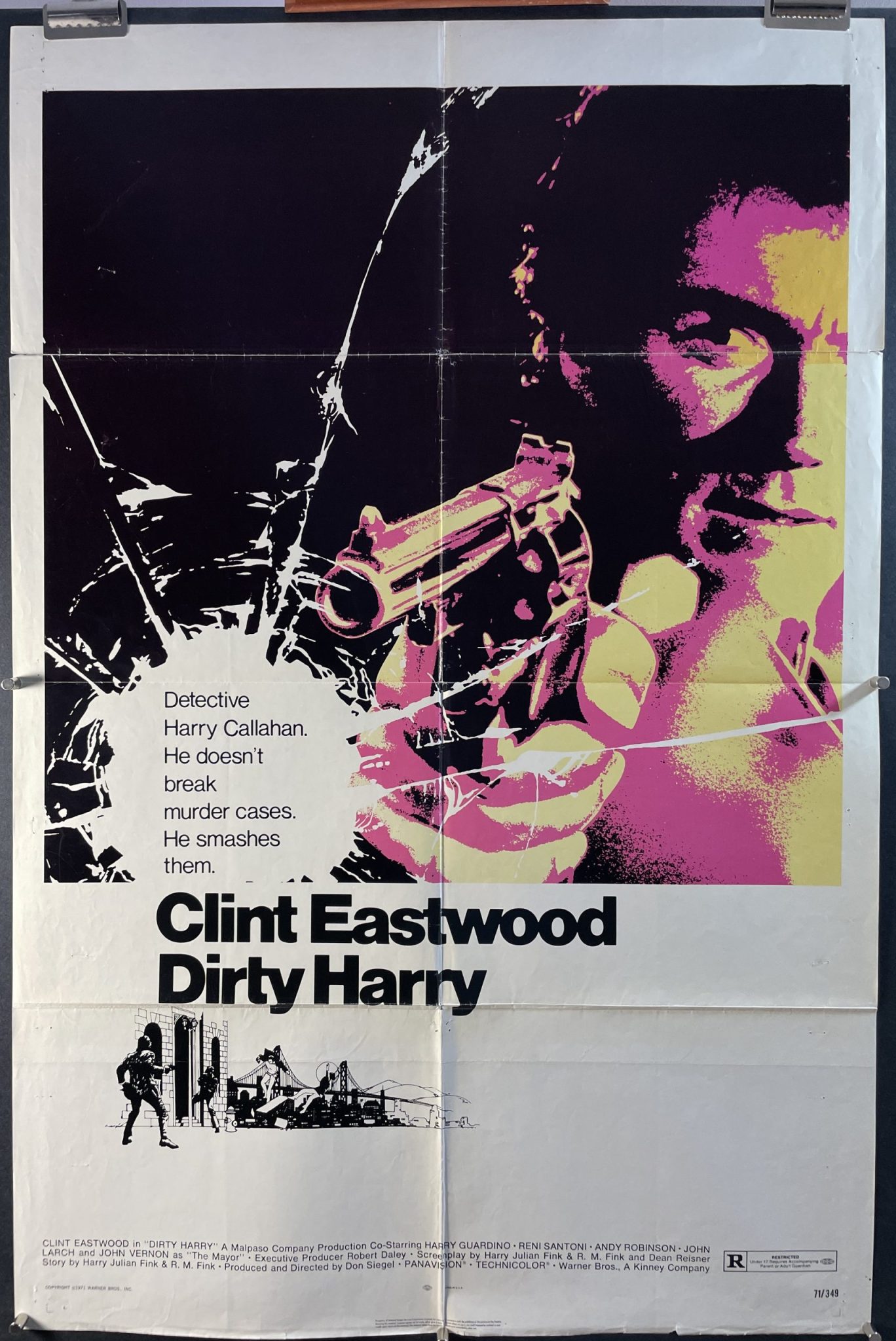Dirty Harry 44 Magnum Poster – Clint Eastwood Vintage Repro, 36x24 Inches, 9mil Paper