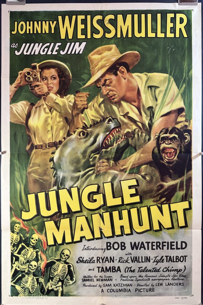 JUNGLE MANHUNT, Original Johnny Weissmuller Vintage Movie Poster ...